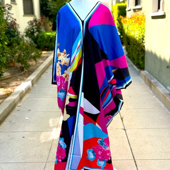 Vibrant Floral Kaftan Dress - Picture 1 of 5